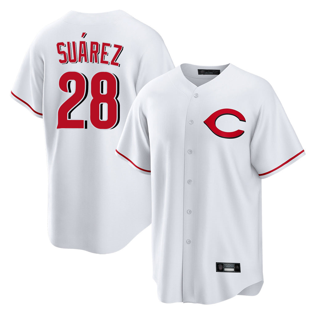 Kooe C.Reds #28 Eugenio Su¨¢rez Player White Home Game Stitched Jerseys