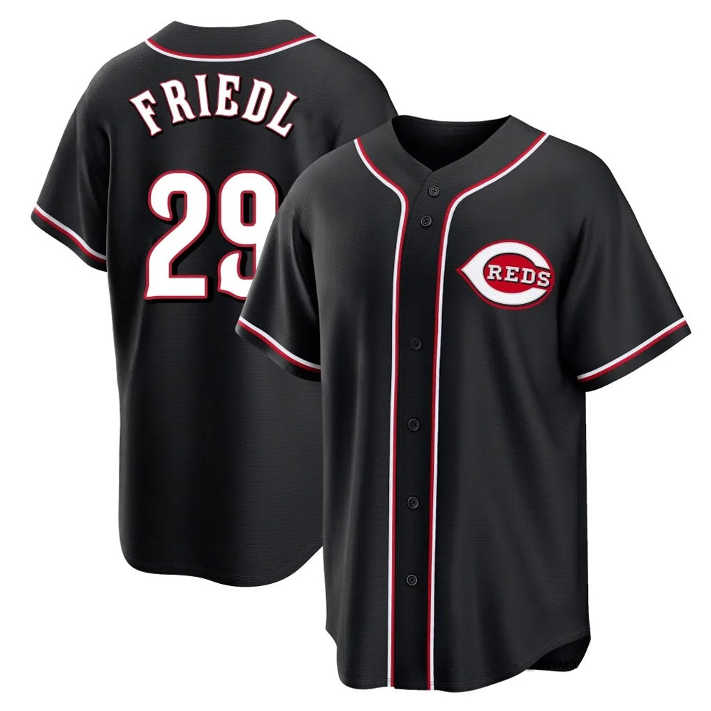 Kooe C.Reds #29 TJ Friedl Player Black Fashion Out Home Game Stitched Jerseys