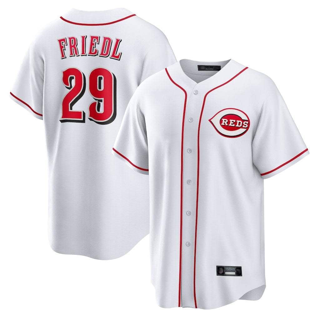Kooe C.Reds #29 TJ Friedl Player White Game Home Stitched Jerseys