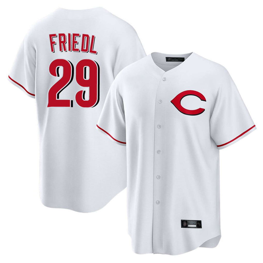 Kooe C.Reds #29 TJ Friedl Player White Home Game Stitched Jerseys