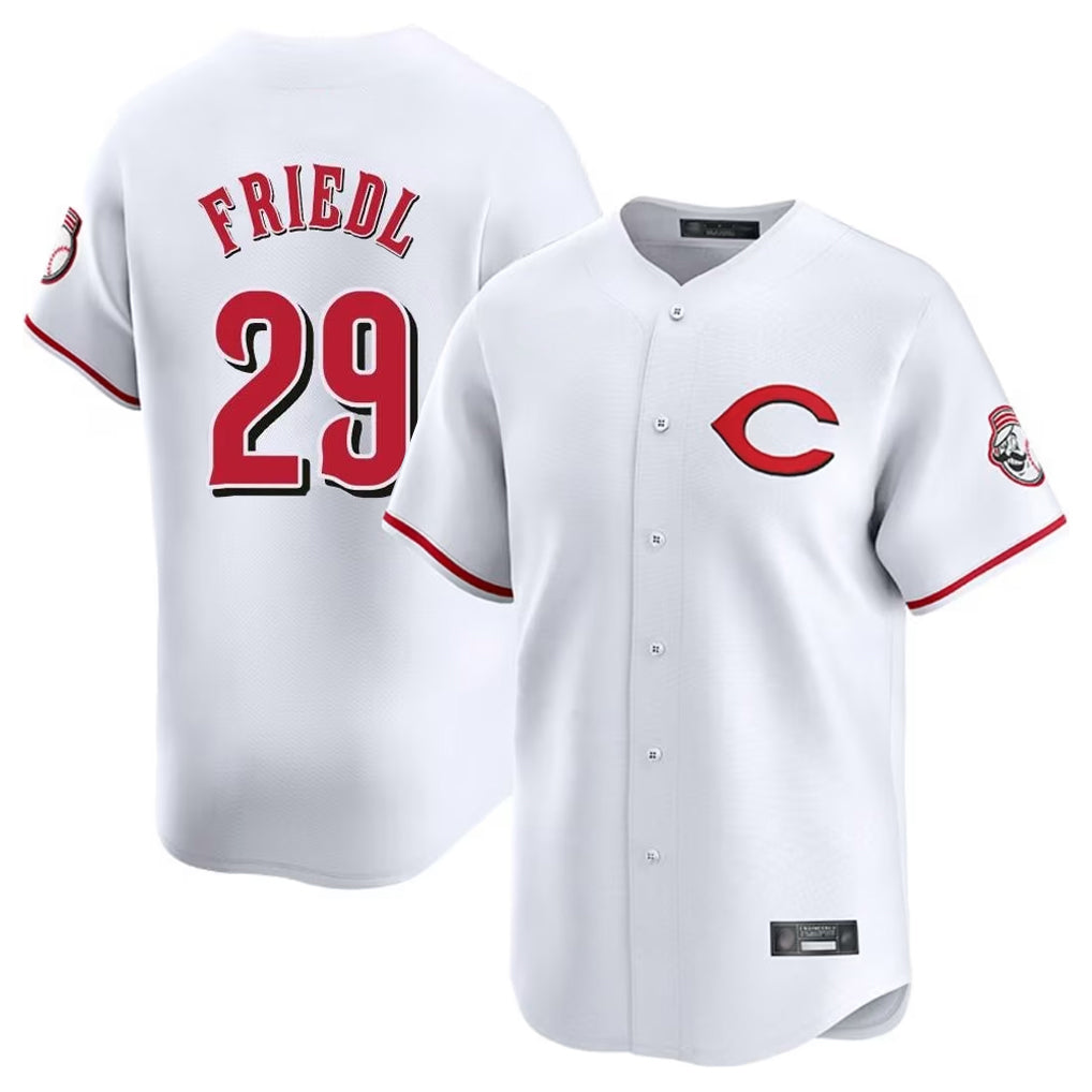 Kooe C.Reds #29 TJ Friedl Player White Limited Home Stitched Jerseys