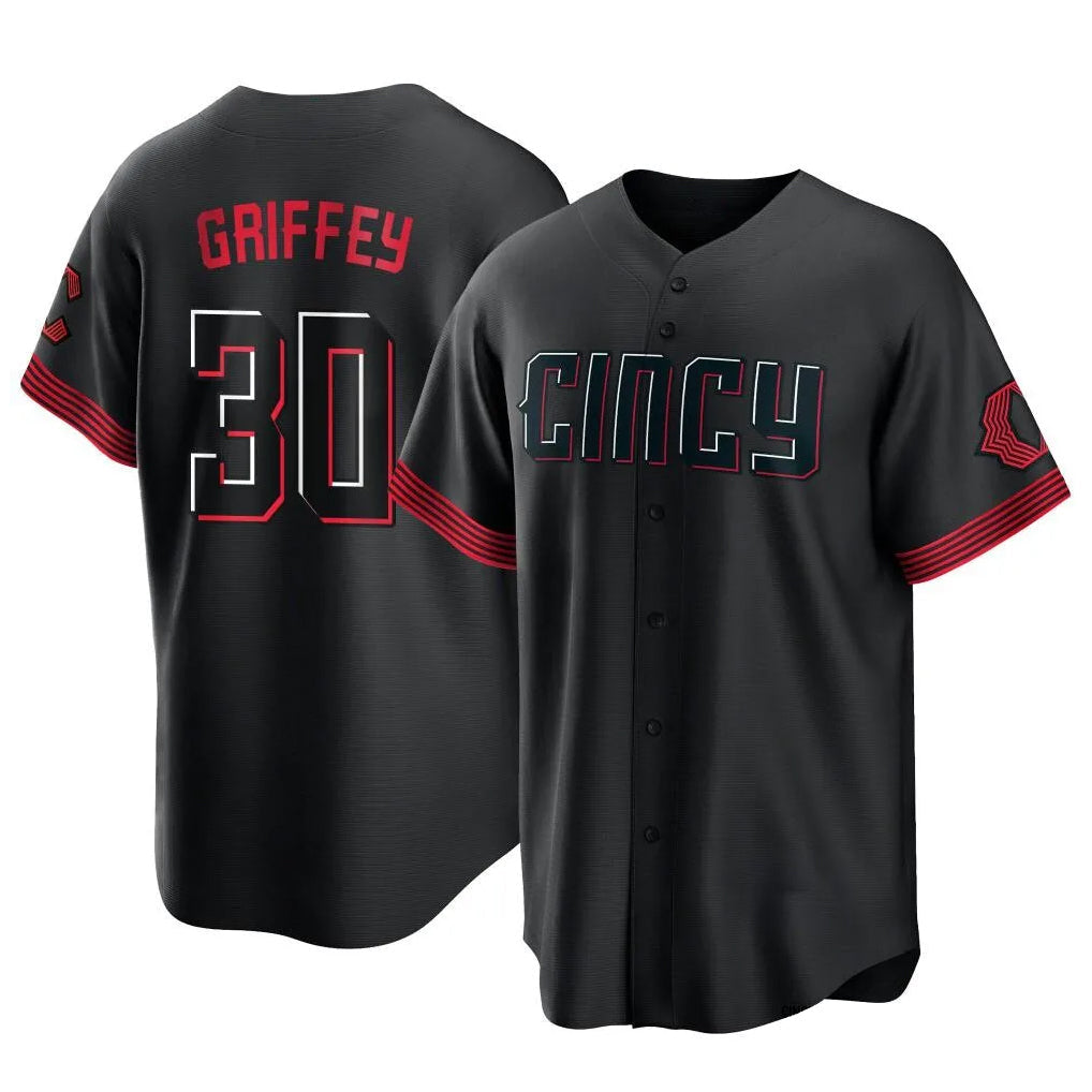 Kooe C.Reds #30 Ken Griffey Player Black City Connect Home Game Stitched Jerseys