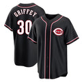 Kooe C.Reds #30 Ken Griffey Player Black Fashion Out Home Game Stitched Jerseys