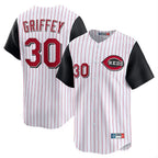 Kooe C.Reds #30 Ken Griffey Player White Black Stripe Field of Dreams Game Home Stitched Jerseys