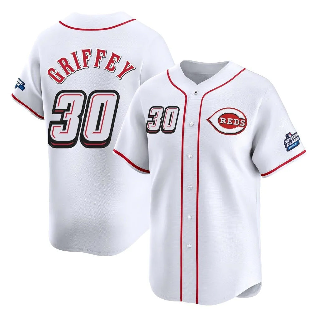 Kooe C.Reds #30 Ken Griffey Player White Speedway Classic Home Limited Stitched Jerseys