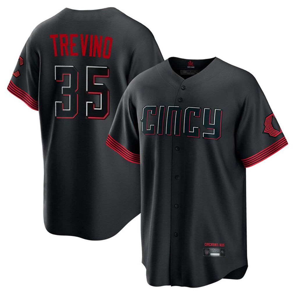 Kooe C.Reds #35 Jose Trevino Player Black City Connect Home Game Stitched Jerseys