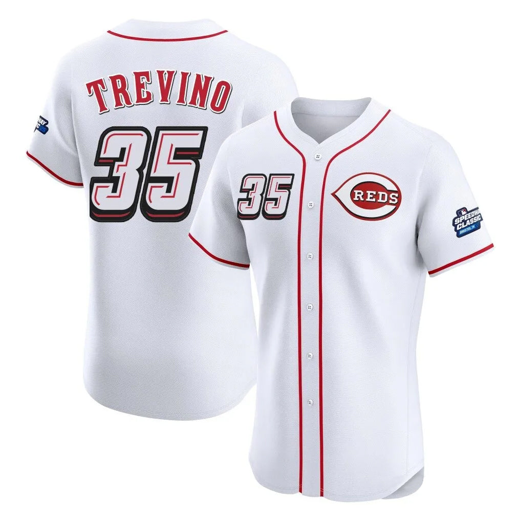 Kooe C.Reds #35 Jose Trevino Player White Speedway Classic Limited Elite Home Stitched Jerseys