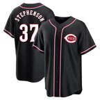 Kooe C.Reds #37 Tyler Stephenson Player Black Fashion Out Home Game Stitched Jerseys