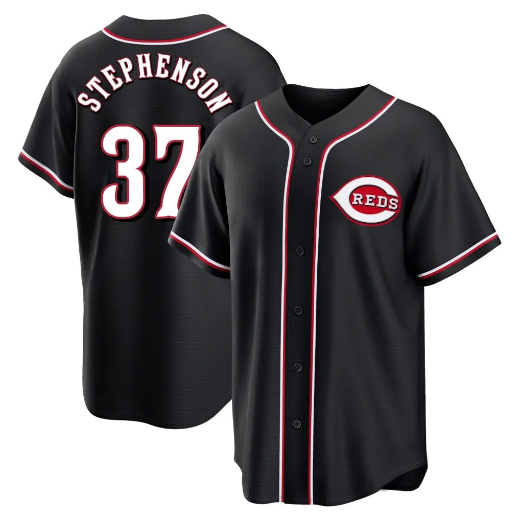 Kooe C.Reds #37 Tyler Stephenson Player Black Fashion Out Home Game Stitched Jerseys