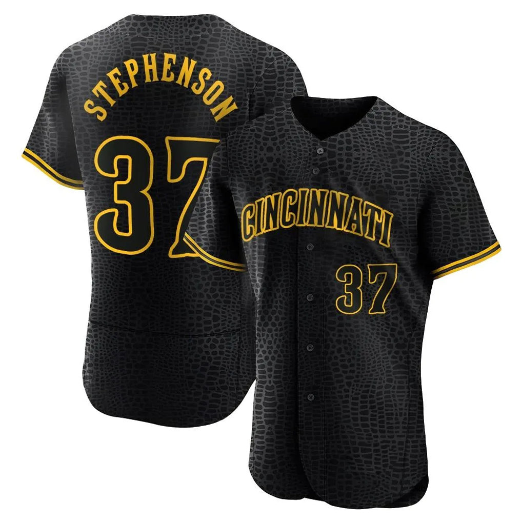 Kooe C.Reds #37 Tyler Stephenson Player Black Snake Skin City Limited Elite Home Stitched Jerseys