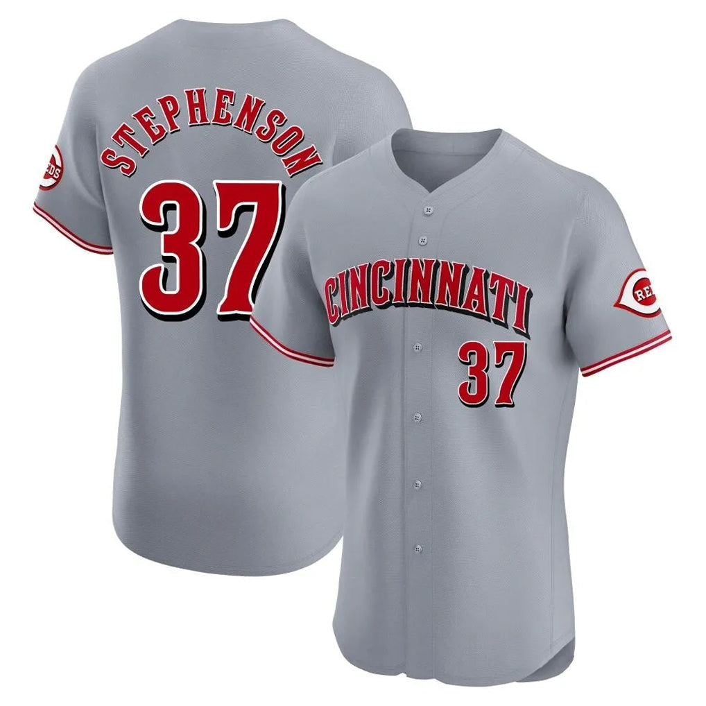 Kooe C.Reds #37 Tyler Stephenson Player Gray Limited Elite Home Stitched Jerseys