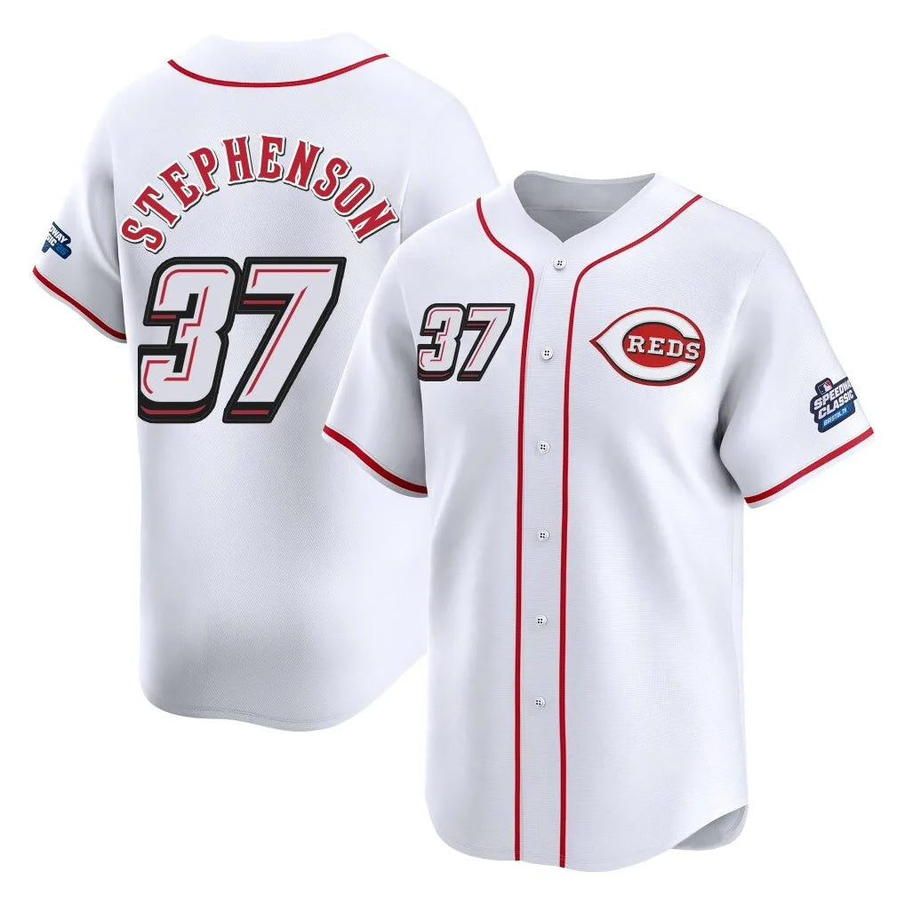 Kooe C.Reds #37 Tyler Stephenson Player White Speedway Classic Home Limited Stitched Jerseys