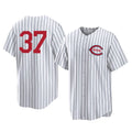Kooe C.Reds #37 Tyler Stephenson Player White Stripe Field of Dreams Game Home Stitched Jerseys