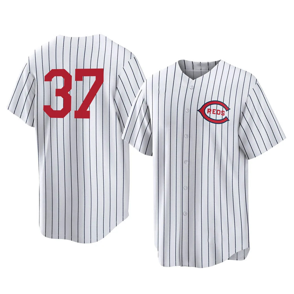 Kooe C.Reds #37 Tyler Stephenson Player White Stripe Field of Dreams Game Home Stitched Jerseys