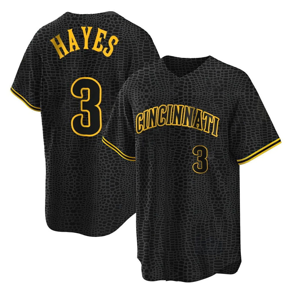 Kooe C.Reds #3 Ke'Bryan Hayes Player Black Snake Skin City Home Stitched Jerseys