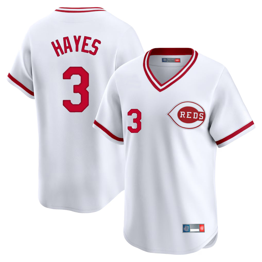 Kooe C.Reds #3 Ke'Bryan Hayes Player White Cooperstown Collection Limited T-shirt Home Stitched Jerseys