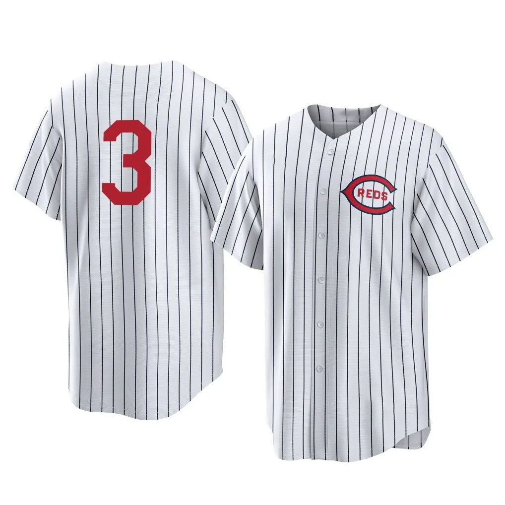 Kooe C.Reds #3 Ke'Bryan Hayes Player White Stripe Field of Dreams Game Home Stitched Jerseys