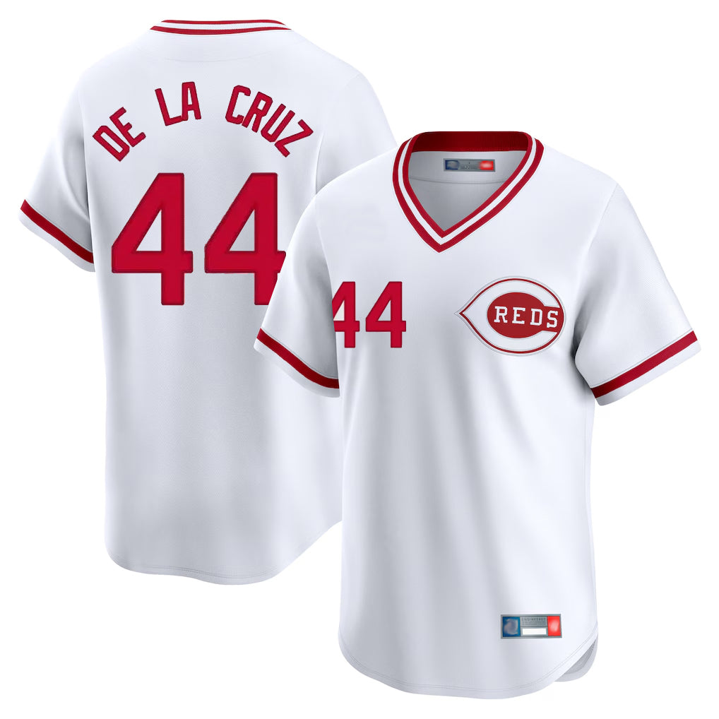 Kooe C.Reds #44 Elly De La Cruz Player White Cooperstown Collection Limited Stitched Jerseys