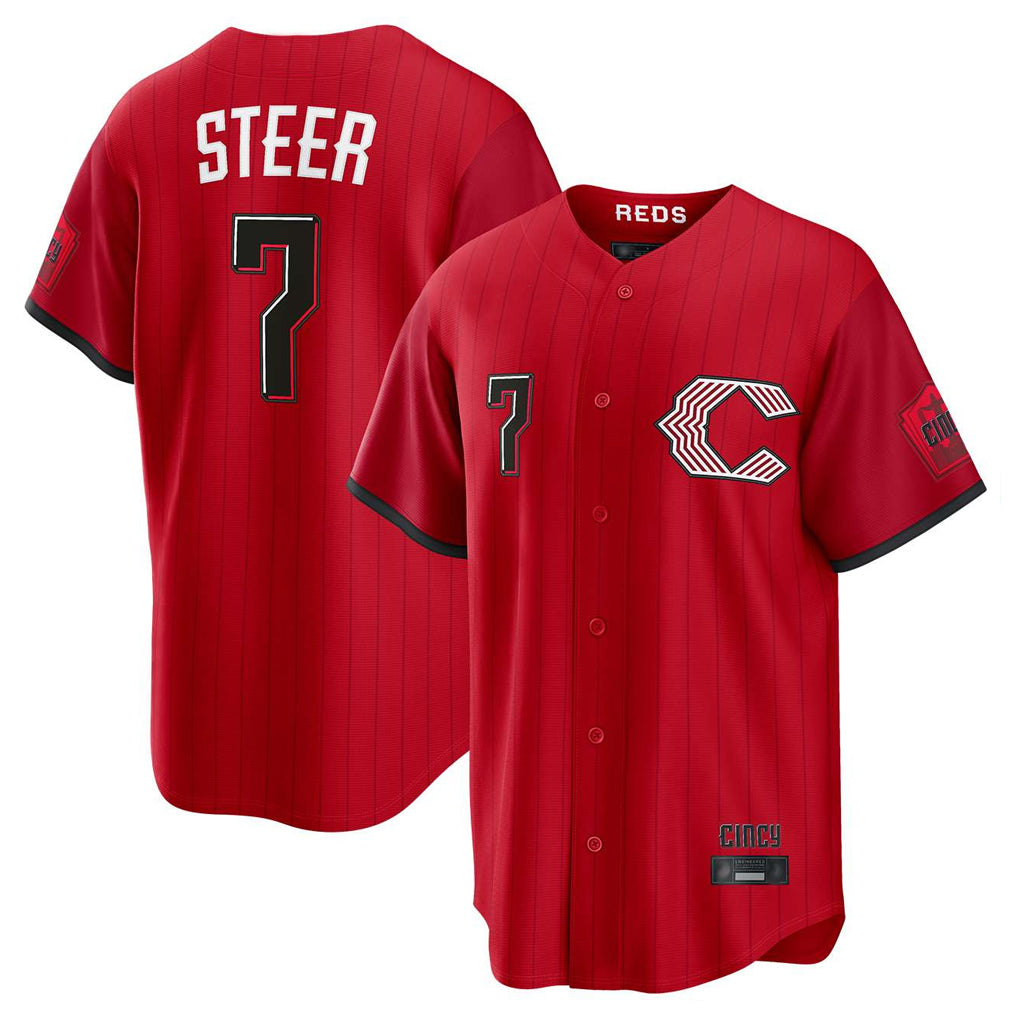 Kooe C.Reds #7 Spencer Steer Player Red 2026 City Connect Home Game Stitched Jerseys