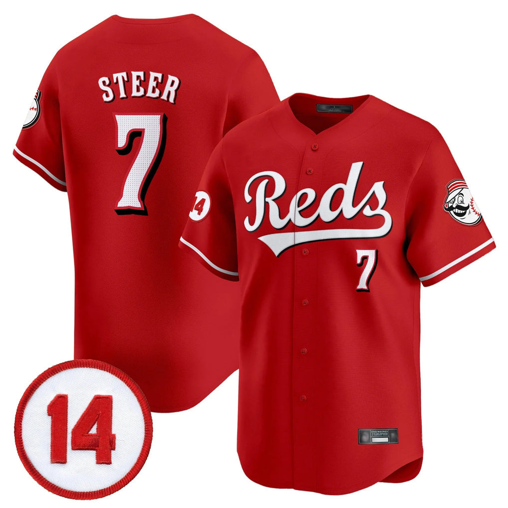 Kooe C.Reds #7 Spencer Steer Player Red Vapor Premier Limited Home Stitched Jerseys