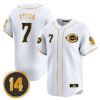 Kooe C.Reds #7 Spencer Steer Player White-Gold Vapor Premier Limited Home Stitched Jerseys