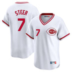 Kooe C.Reds #7 Spencer Steer Player White Cooperstown Collection Limited T-shirt Home Stitched Jerseys