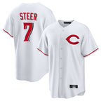 Kooe C.Reds #7 Spencer Steer Player White Home Game Stitched Jerseys