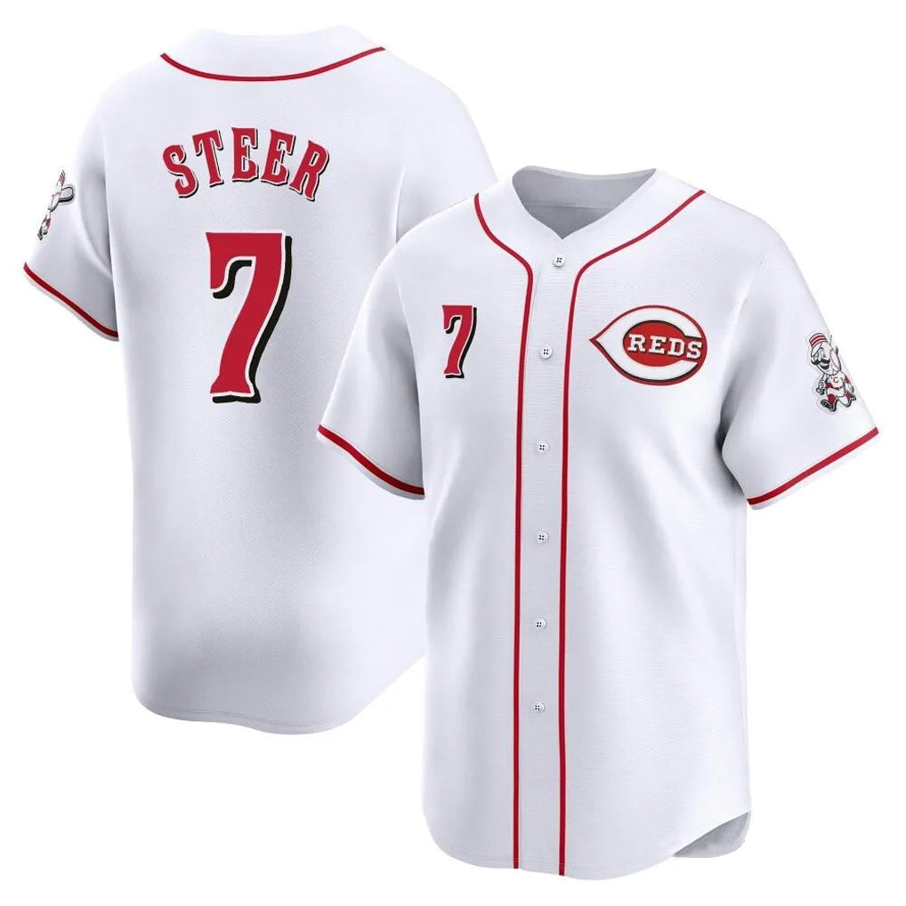 Kooe C.Reds #7 Spencer Steer Player White Home Limited Stitched Jerseys