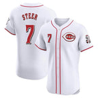 Kooe C.Reds #7 Spencer Steer Player White Limited Elite Home Stitched Jerseys