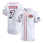 Kooe C.Reds #7 Spencer Steer Player White Speedway Classic Limited Elite Home Stitched Jerseys