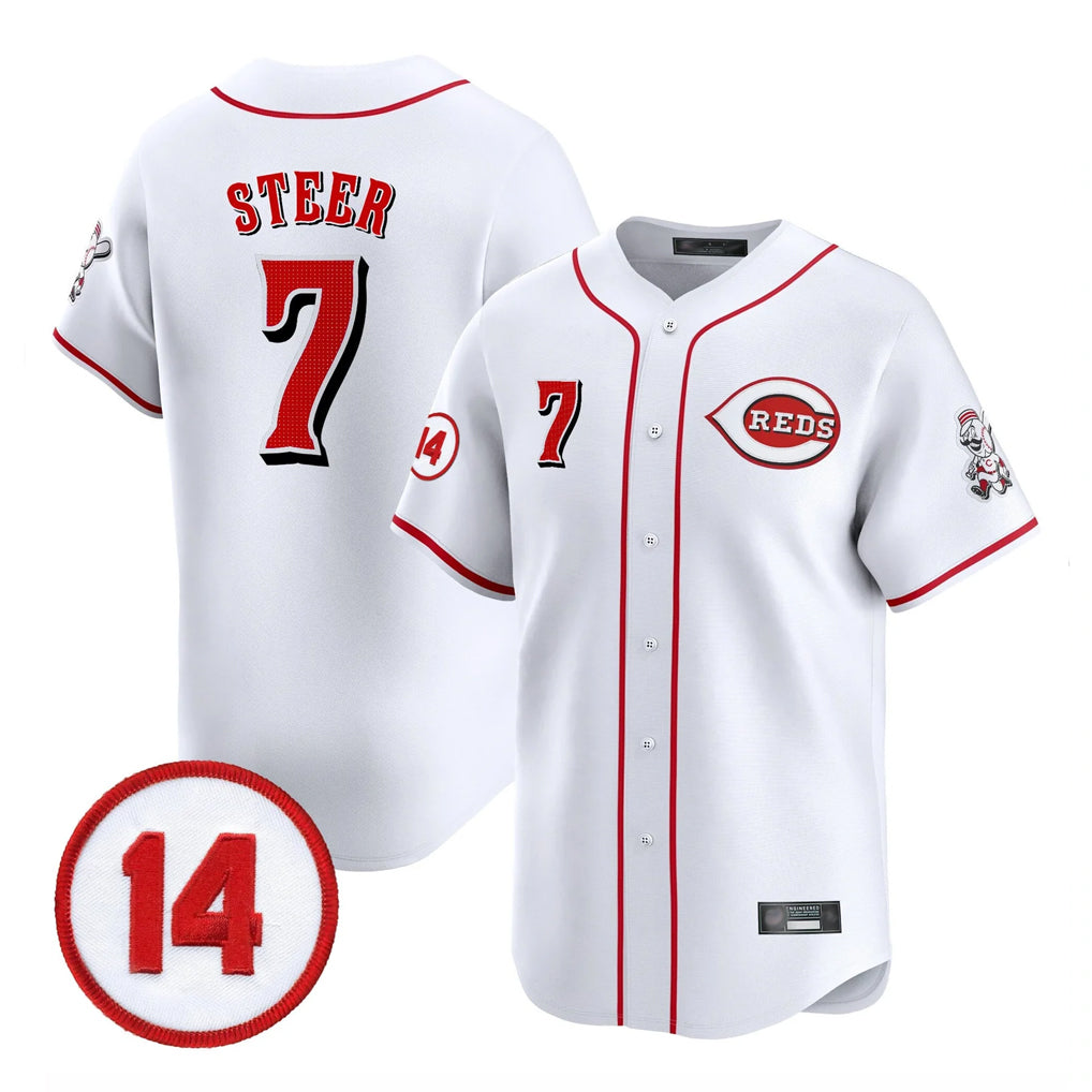 Kooe C.Reds #7 Spencer Steer Player White Vapor Premier Limited Home Stitched Jerseys