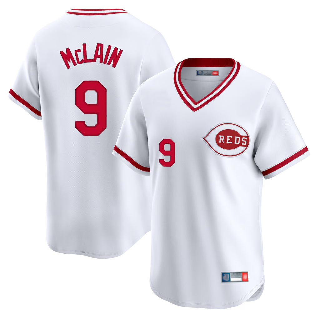 Kooe C.Reds #9 Matt McLain Player White Cooperstown Collection Limited T-shirt Home Stitched Jerseys