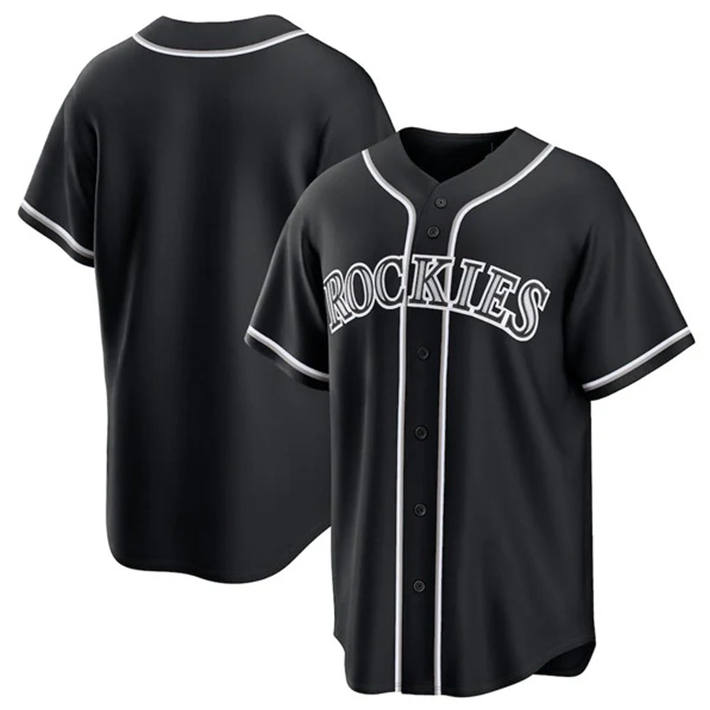 Kooe C.Rockies Black Fashion Out Home Game Blank Player Stitched Jerseys