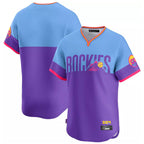 Kooe C.Rockies Purple-Light Blue City Connect Limited Home T-shirt Blank Player Stitched Jerseys