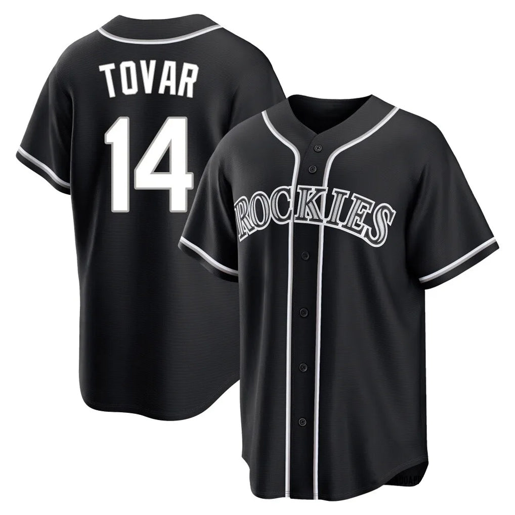 Kooe C.Rockies #14 Ezequiel Tovar Player Black Fashion Out Home Game Stitched Jerseys