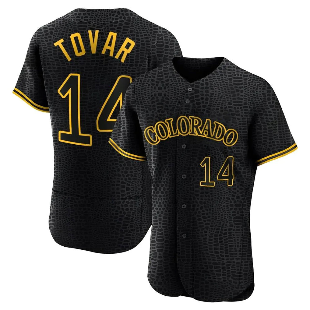 Kooe C.Rockies #14 Ezequiel Tovar Player Black Snake Skin City Limited Elite Home Stitched Jerseys