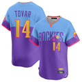 Kooe C.Rockies #14 Ezequiel Tovar Player Purple-Light Blue City Connect Limited Home T-shirt Stitched Jerseys