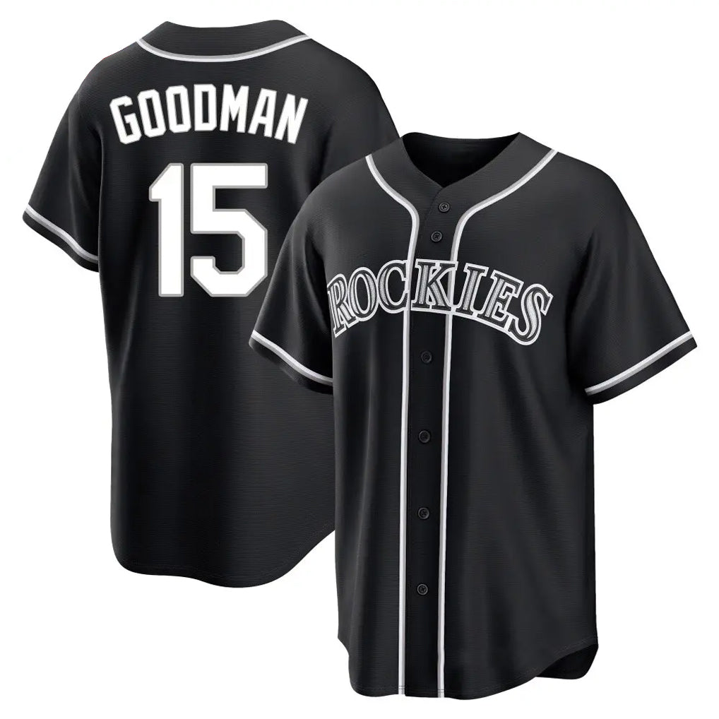 Kooe C.Rockies #15 Hunter Goodman Player Black Fashion Out Home Game Stitched Jerseys