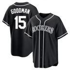 Kooe C.Rockies #15 Hunter Goodman Player Black Fashion Out Home Game Stitched Jerseys