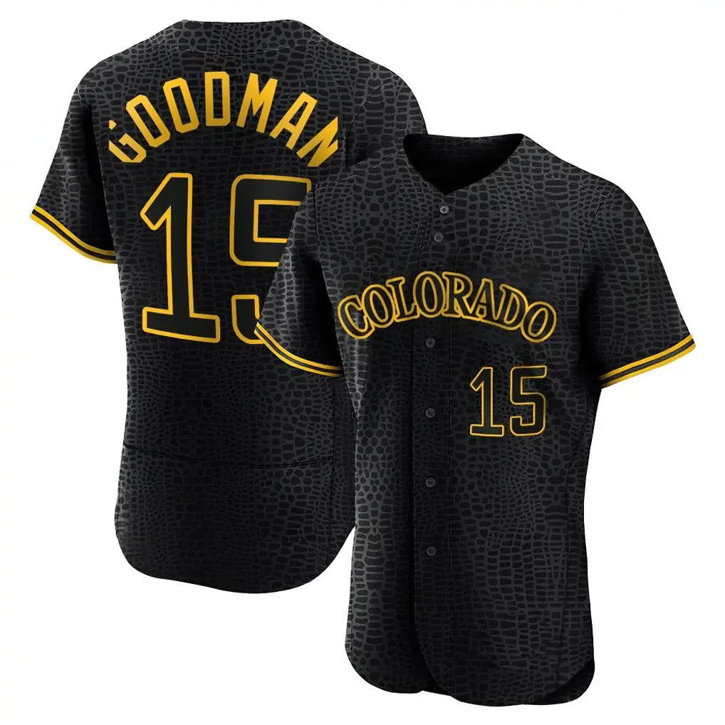 Kooe C.Rockies #15 Hunter Goodman Player Black Snake Skin City Limited Elite Home Stitched Jerseys