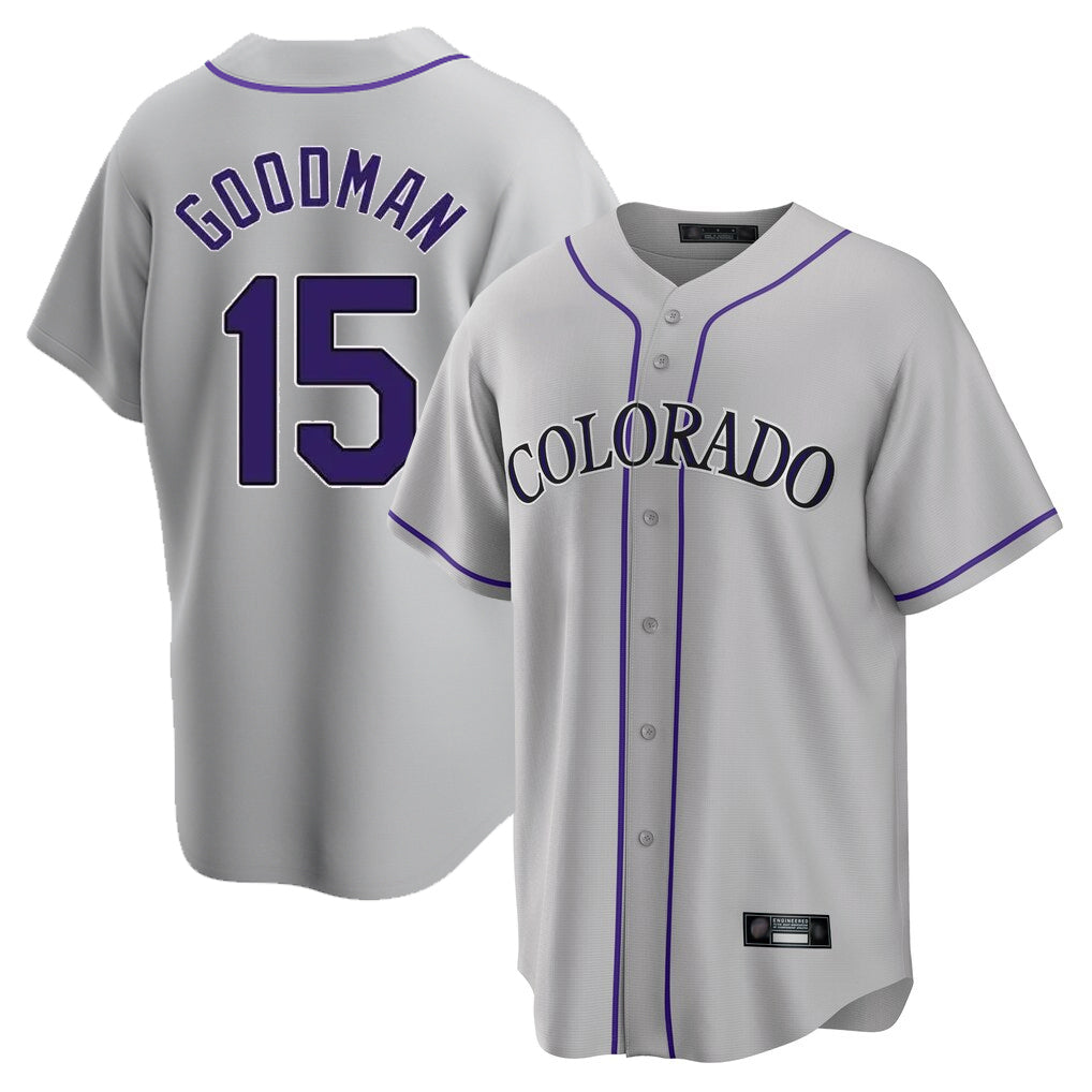 Kooe C.Rockies #15 Hunter Goodman Player Gray Game Home Stitched Jerseys