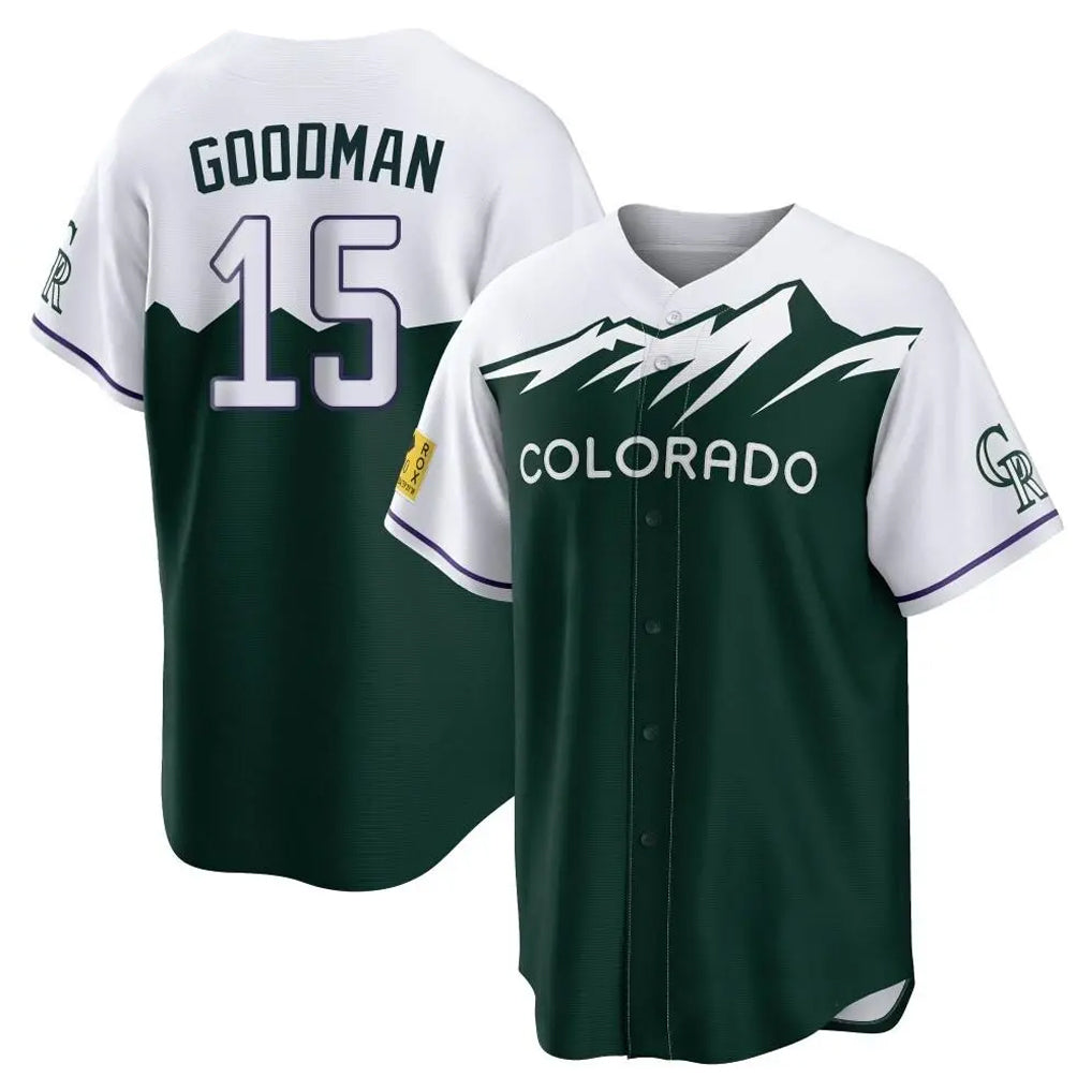 Kooe C.Rockies #15 Hunter Goodman Player Green City Connect Home Game Stitched Jerseys