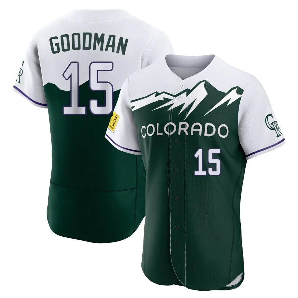 Kooe C.Rockies #15 Hunter Goodman Player Green City Connect Limited Elite Home Stitched Jerseys