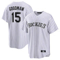 Kooe C.Rockies #15 Hunter Goodman Player White Game Home Stitched Jerseys