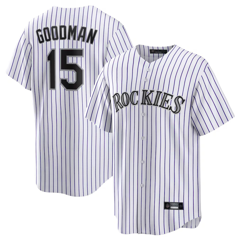 Kooe C.Rockies #15 Hunter Goodman Player White Game Home Stitched Jerseys
