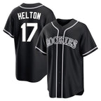 Kooe C.Rockies #17 Todd Helton Player Black Fashion Out Home Game Stitched Jerseys
