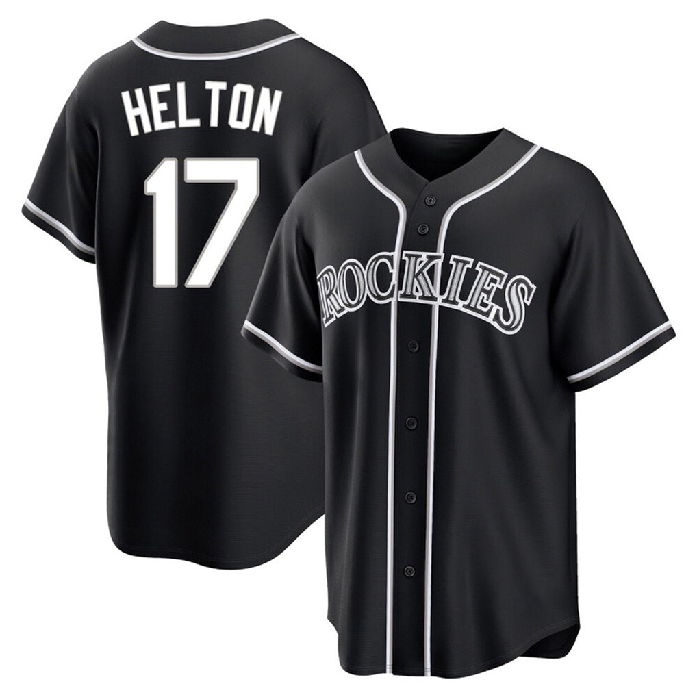 Kooe C.Rockies #17 Todd Helton Player Black Fashion Out Home Game Stitched Jerseys