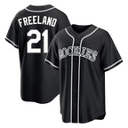 Kooe C.Rockies #21 Kyle Freeland Player Black Fashion Out Home Game Stitched Jerseys