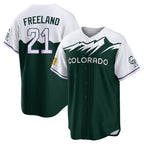 Kooe C.Rockies #21 Kyle Freeland Player Green City Connect Home Game Stitched Jerseys