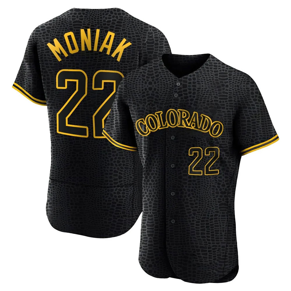 Kooe C.Rockies #22 Mickey Moniak Player Black Snake Skin City Limited Elite Home Stitched Jerseys